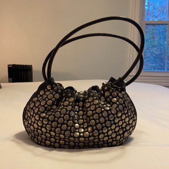 Sonia Rykiel Handbags - Vintage Sonia Rykiel original silver studded press bag